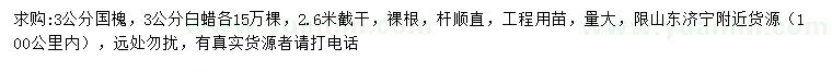 求購3公分國槐、白蠟