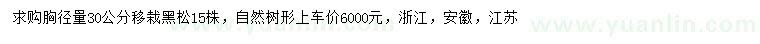求購胸徑30公分移栽黑松