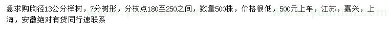 求購(gòu)胸徑13公分櫸樹(shù)
