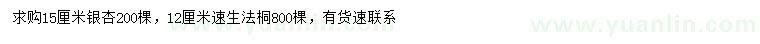 求購15公分銀杏、12公分速生法桐