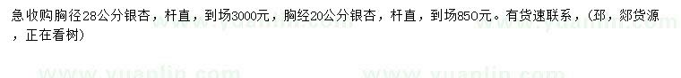 求購(gòu)胸徑20、28公分銀杏