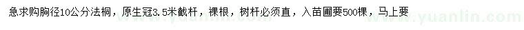 求購胸徑10公分法桐