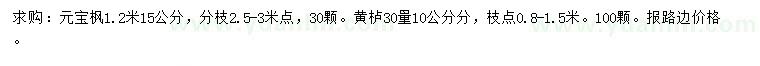 求購1.2米量15公分元寶楓、30量10公分黃櫨