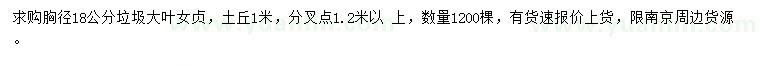 求購胸徑18公分大葉女貞