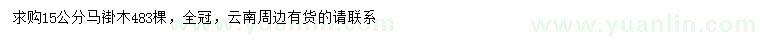 求購15公分馬褂木