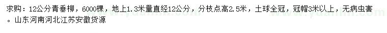 求購(gòu)12公分青垂柳