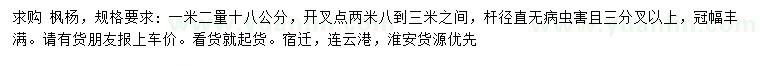 求購(gòu)1.2米量18公分楓楊