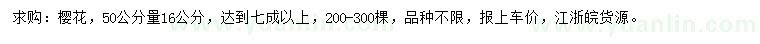 求購50量16公分櫻花
