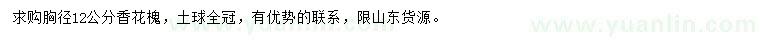 求購胸徑12公分香花槐
