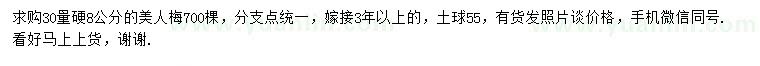 求購30量硬8公分美人梅