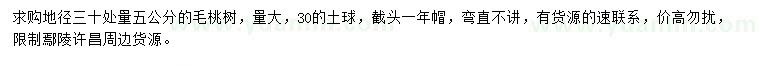 求購(gòu)地徑30量5公分毛桃樹