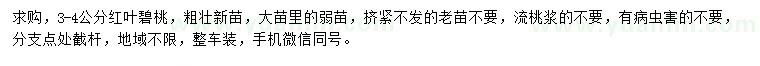 求購(gòu)3-4公分紅葉碧桃