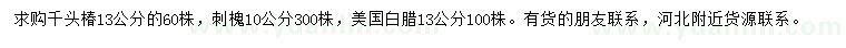 求購(gòu)千頭椿、刺槐、美國(guó)白蠟