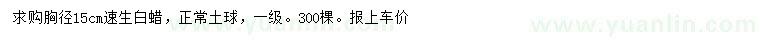 求購胸徑15公分速生白蠟