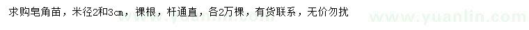 求購(gòu)米徑2、3公分皂角