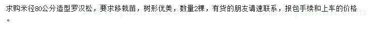 求購(gòu)米徑80公分造型羅漢松