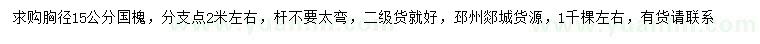 求購胸徑15公分國槐
