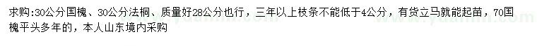 求購28公分以上國槐、法桐