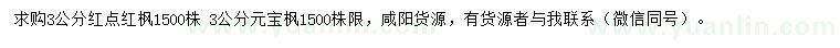 求購3公分紅點(diǎn)紅楓、元寶楓