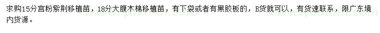 求購15公分宮粉紫荊、18公分大腹木棉