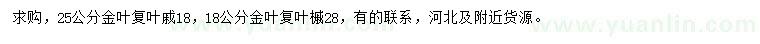 求購18、25公分金葉復(fù)葉槭