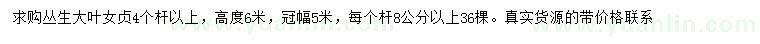 求購(gòu)高6米叢生大葉女貞