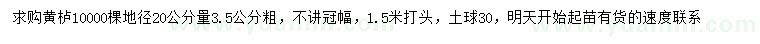求購20量3.5公分黃櫨