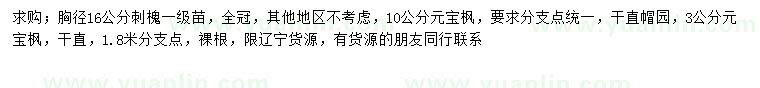求購胸徑16公分刺槐、3、10公分元寶楓