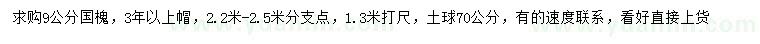 求購1.3米量9公分國槐