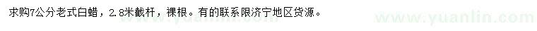 求購7公分老式白蠟