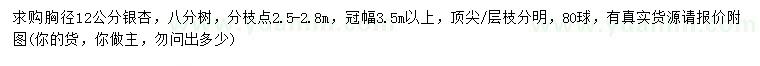 求購胸徑12公分銀杏