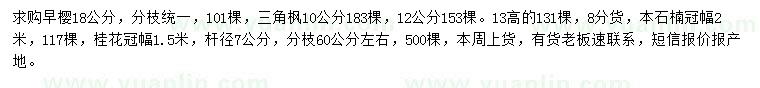 求購(gòu)早櫻、三角楓、本石楠等