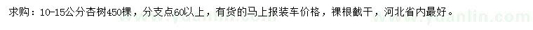 求購10-15公分杏樹
