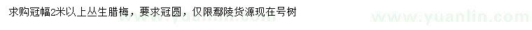 求購冠幅2米以上叢生臘梅