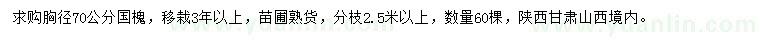 求購胸徑70公分國槐