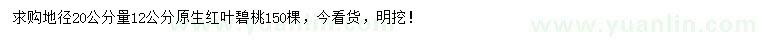 求購地徑20量12公分紅葉碧桃