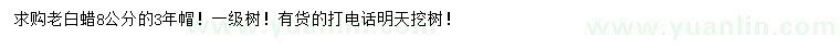 求購8公分老白蠟