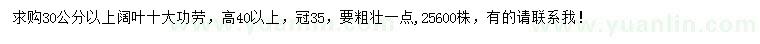 求購30公分以上闊葉十大功勞