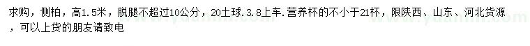 求購高1.5米側(cè)柏