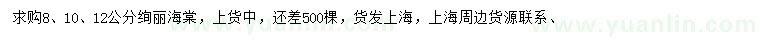 求購(gòu)8、10、12公分絢麗海棠