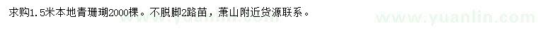求購1.5米青珊瑚