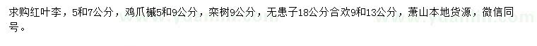 求購紅葉李、雞爪槭、欒樹等