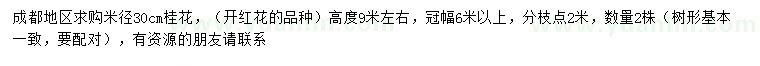 求購米徑30公分桂花