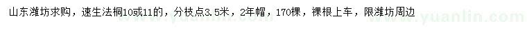 求購(gòu)10、11公分速生法桐