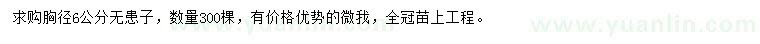 求購胸徑6公分無患子