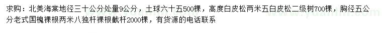 求購(gòu)北美海棠、白皮松、老式國(guó)槐