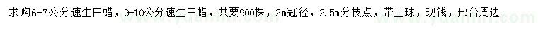 求購(gòu)6-7、9-10公分速生白蠟