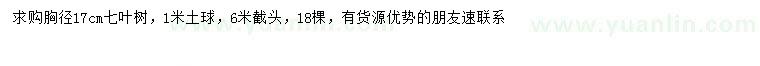 求購求購胸徑17公分七葉樹