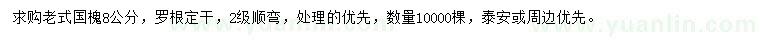 求購(gòu)8公分老式國(guó)槐