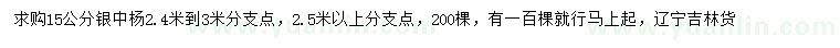 求購15公分銀中楊